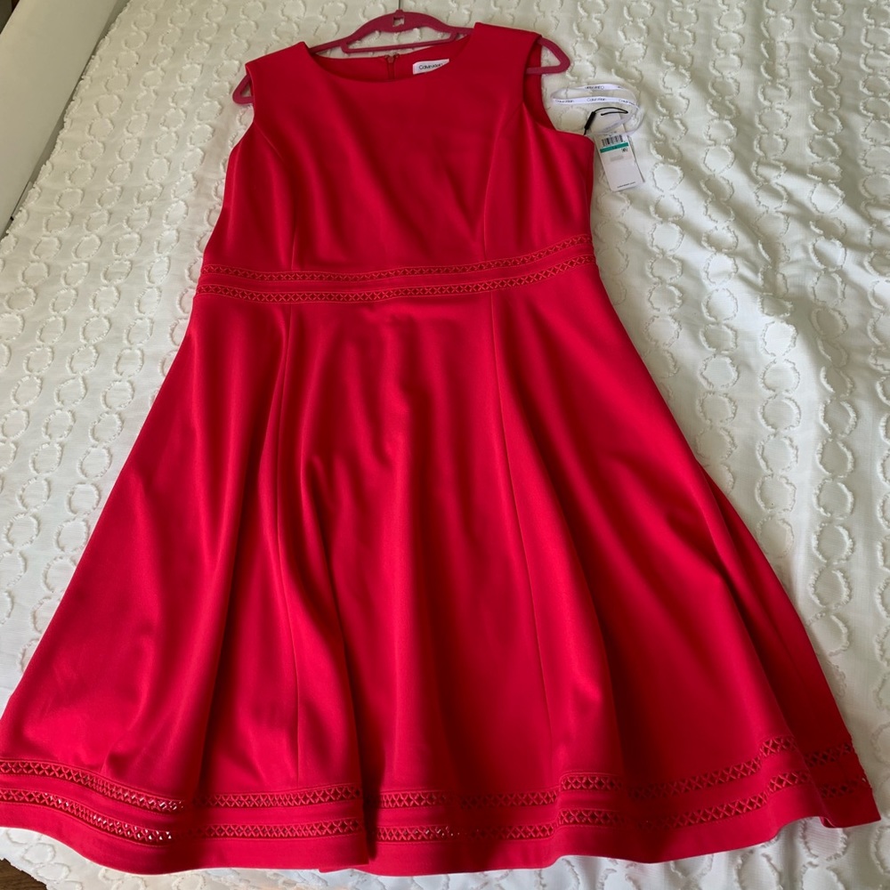 Calvin Klein Red Dress. New. Size 16